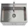 Shaker - Modern, Wide Laundry Cabinet With Faucet And Stainless Steel Sink - White - Image 7