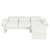 Convertible Futon Sofa Bed Futon Sofa Couch With An Adjustable Backrest, A Reversible Chaise Lounge And 2 Removable Armrest Pillows For Living Room - Beige - Image 13