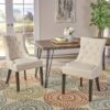 Cheney - Contemporary Dining Chair (Set of 2) Tufted Fabric Upholstery - Beige - Image 5