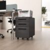 3 Drawer Mobile File Cabinet Under Desk Office, Simple Style Versatile Storage Cabinet, 5 Wheel Design Anti-Tilting Cold Rolled Steel Waterproof Moisture-Proof - Black - Image 20