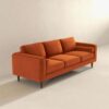 Amber - Mid-Century Modern Luxury Modern Velvet Sofa - Brown / Burnt Orange - Image 3