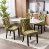Nikki - Modern, High-End Tufted Solid Wood Contemporary Velvet Upholstered Dining Chair With Wood Legs Nailhead Trim (Set of 2) - Olive Green - Image 16