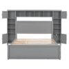 Queen Size Bed With All In One Cabinet, Shelf And Sockets, Twin Long Trundle - Gray - Image 2