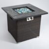 30" Outdoor Fire Table Propane Gas Fire Pit Table With Lid Gas Fire Pit Table With Glass Rocks And Rain Cover - Espresso - Image 3