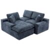 Cloud Sectional Sofa Upholstered Sofa Couch With Double-Layer Cushion And Side Pockets - Blue - Image 22