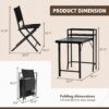 3 Piece Patio Bistro Set, Patio Set Of Foldable Patio Table And Chairs, Outdoor Patio Furniture Sets - Black - Image 7