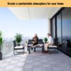 30 Piece Interlocking Deck Tiles Striped Pattern, Square Acacia Hardwood Outdoor Flooring For Patio, Bancony, Pool Side - Light Gray - Image 30