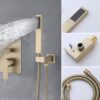 Elegant Shower System High Pressure Rainfall Shower Head With Handheld Spray Stainless Steel - Brushed Gold - Image 8