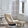 Japanese Style Single Reclining Sofa Chair With Adjustable Features Cotton For Balcony And Leisure - White - Image 15