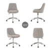 Modern Teddy Fleece Fabric Dining Chair With Chrome Legs, Soft And Comfortable - Gray - Image 9