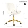 Modern Teddy Fleece Fabric Dining Chair With Gold Legs, Soft And Comfortable, Adjustable, Space Saving - Beige - Image 3