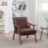 Accent Chair, Classic Mid - Century Modern Living Room Furniture For Extra Seating - Dark Brown - Image 5