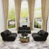 Modern Oversized Modular Sofa Set Chenille Fabric Living Room Sofa With Cylindrical Pillows, Freely Arrangeable - Black - Image 7
