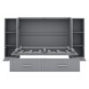 Full Size Murphy Bed With Shelves, Drawers And USB Ports - Gray - Image 6