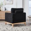 Wide Modern Farmhouse Performance Accent Chair With Natural Wood Legs, Wood Base Reading Armchair Single Sofa With 2 Bolster Pillows For Living Room Offices And Lounge - Black - Image 6