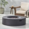 Modern Lightweight Concrete Outdoor Circular Fire Pit 50, 000 Btu - Dark Gray - Image 5