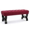 Hilton - Ottoman Bench With Button Tufting And Half - Circle Legs - Red - Image 6