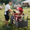 Outdoor Grill Table For Big Egg Style Bbq With Metal Grill Cart And Storage Box And Metal And Stainless Steel - Black / Silver - Image 8
