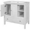 Bathroom Vanity With Sink, Bathroom Storage Cabinet With Doors And Drawers, Solid Wood Frame, Ceramic Sink - White - Image 17
