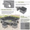 Outdoor Furniture Set Patio Rattan Furniture Set With An Adjustable Table, Recliners With Extendable Side Tables, And 2 Ottomans For Patio, Lawn, Backyard, Pool - Gray - Image 8