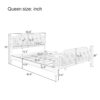 Traditional Style Solid Bed Frame With Upholstered Tufted Headboard, No Box Spring Needed, Queen Size - Antique Walnut - Image 2