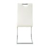 Modern Dining Chairs With Faux Leather Padded Seat And Chrome Metal Legs For Kitchen, Living, Bedroom, Dining Room - White / Silver - Image 18