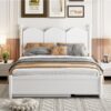 Queen Size Platform Bed With With 2 Big Drawers, Twin Long Size Trundle - White - Image 13