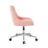 Modern Teddy Velvet Fabric Dining Chair With Golden Electroplated Legs, Soft And Comfortable, Adjustable And Space Saving - Pink - Image 11