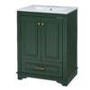 Bathroom Vanity With Ceramic Sink Combo, Modern Freestanding Storage Cabinet With Silver Handles, Soft Closing Doors - Green - Image 13