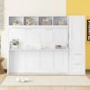 Queen Size Murphy Wall Bed With Closet And Drawers - White - Image 10