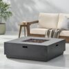 Modern Square Iron Fire Pit With 50, 000 Btu Output - Dark Gray - Image 2