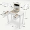 Vanity Table With LED Lights, Flip-Top Mirror And 2 Drawers, Jewelry Storage - Chic White - Image 11