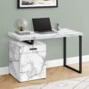 Computer Desk, Home Office, Laptop, Left, Right Set-Up, Storage Drawers, Work, Marble Look Laminate, Contemporary, Modern - White - Image 2