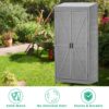 Wood Outdoor Storage Cabinet With Metal Top Garden Shed For Yard And Patio - Gray - Image 7