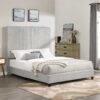 Queen Size Minky Stone Upholstered Platform Bed - Image 10