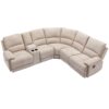 Modern Manual Reclining Living Room Furniture Set With USB Ports, Hidden Storage, Led Light Strip And 2 Cup Holders - Cream - Image 11