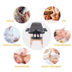 Massage Table Portable Massage Bed Lash Bed With Carrying Case Spa Table Height Adjustable, Salon Bed Face Cradle Bed - Black