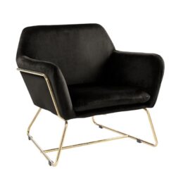 Keira - Velvet Accent Chair With Metal Base - Black
