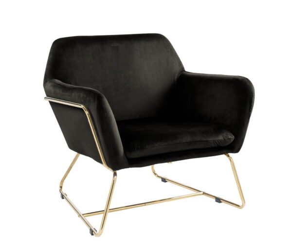 Keira - Velvet Accent Chair With Metal Base - Black
