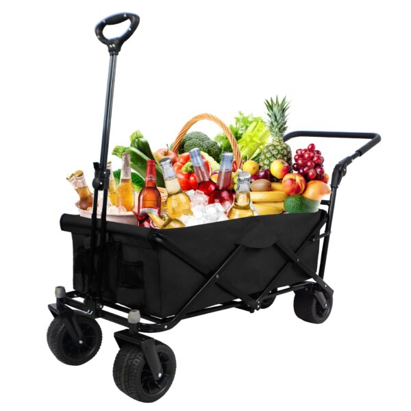 Utility Park Garden Cart Tool Customized Color Folding Camping Trolley Outdoor Picnic Beach Wagon - Black