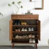 Multi Functional Modern Minimalist Shoe Cabinet Perfectly Blends Into Nordic, Japanese, And Industrial Style Homes - Walnut - Image 7