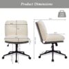 Oversize Seat Cirss Cross Chair With Wheels, Elegant Design Computer Chair, Adjustable Height 360 Degree Rolling Swivel Home Office Chair For Small Space, Dressing Room, Living Room - Dark Gray / White - Image 6