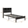 Twin Size Metal Platform Bed Frame With Storage Headboard And Charging Station - Black - Image 4