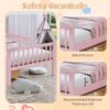 Twin Size Bed With Headboard Storage Rack, 2 Under Bed Drawers, 3 - Side Guardrails For Safety And Security - Pink - Image 8