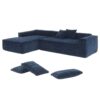 2 Pices Free Combination Minimalist Style Modular Sectional, Wrinkle Resistant Couch Set L Shaped Compressed Sofa For Living Room - Dark Blue - Image 11