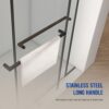 Frameless Shower Door, Double Sliding Shower Door, Clear Tempered Glass Shower Enclosure With Square Rail, Double Side Easy Clean Coat, Finished With Buffer - Matte Black - Image 5