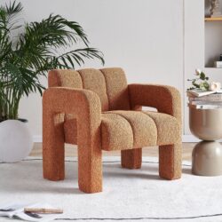 31.10" Wide Boucle Upholstered Accent Chair - Orange