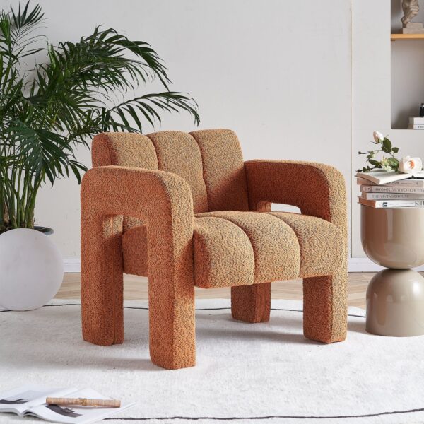 31.10" Wide Boucle Upholstered Accent Chair - Orange