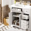 Bathroom Vanity With Resin Sink Combo, Frame Bathroom Storage Cabinet, Freestanding Vanity Set With 3 Drawers & Adjustable Shelf - White - Image 21