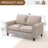 2 Seater Loveseat Sofa, Mid-Century Modern Couches For Living Room, Button Tufted Sofa - Light Beige - Image 4